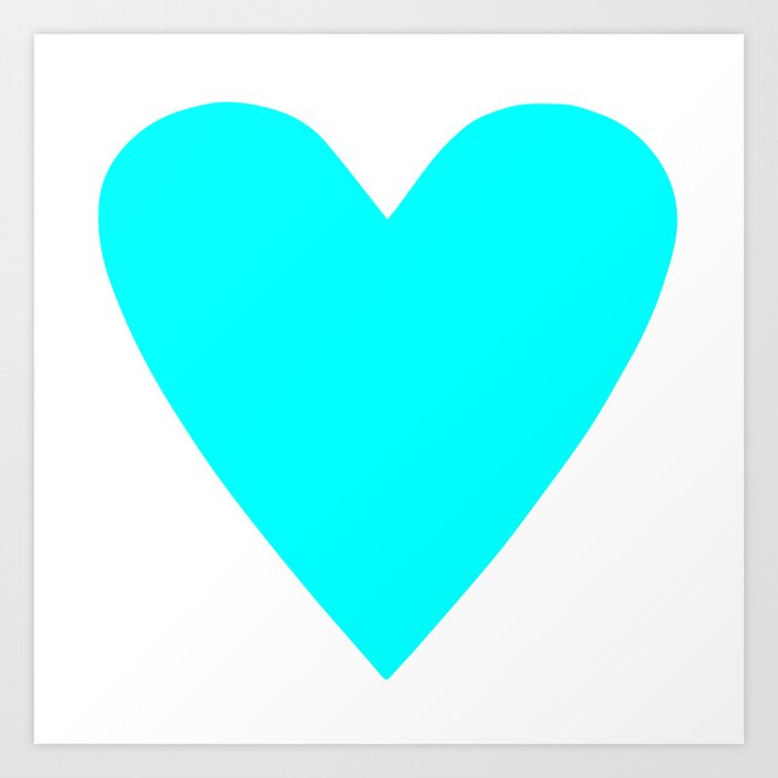 Neon Blue Heart Art Print