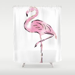 Watercolor Flamingo  Shower Curtain
