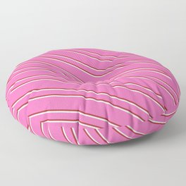 [ Thumbnail: Hot Pink, Brown, and Mint Cream Colored Striped Pattern Floor Pillow ]