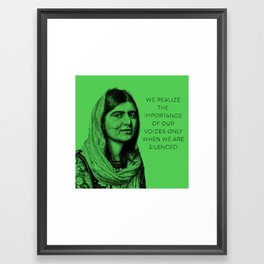 Malala Yousafzai - The Importance Of Our Voices Framed Art Print