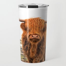 Highland Cow in a Fence Travel Mug
