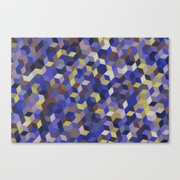 Yellow, Blue, Brown Colorful Hexagon Design  Canvas Print