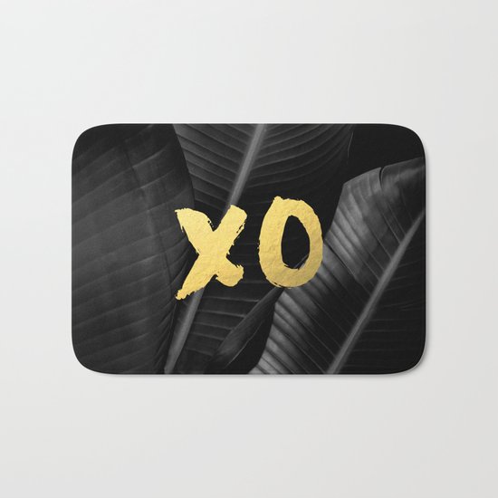 XO gold - bw banana leaf Bath Mat