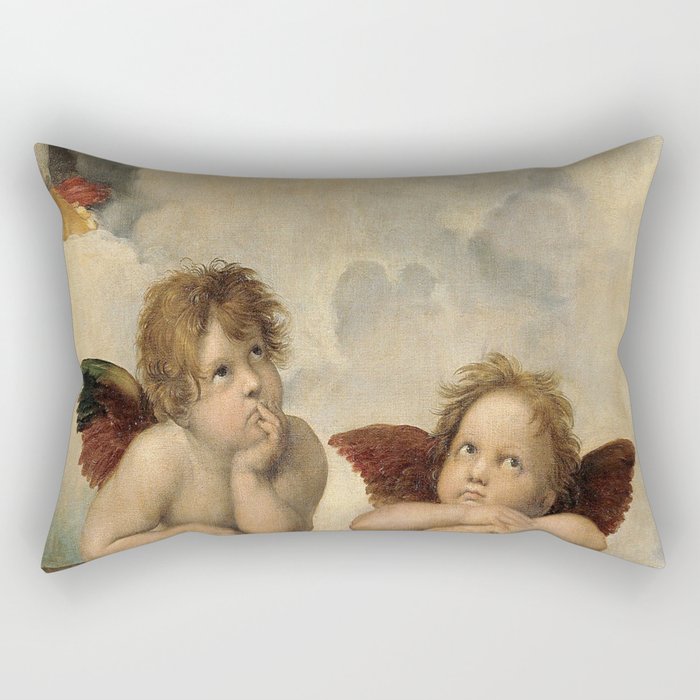 Raphael – Madonna Sistine – detail – two putti Rectangular Pillow