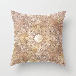 DESERT QUEEN - Bronze Mandala on Gold Throw Pillow