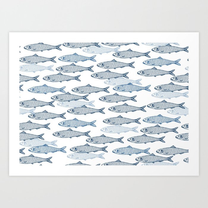 Schooling Fish - White Art Print