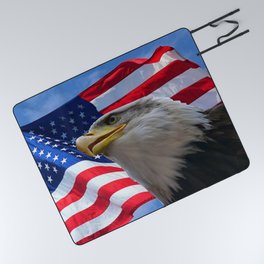 American Flag and Bald Eagle Picnic Blanket