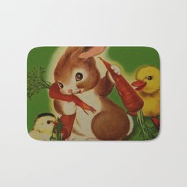 Hungry Little Bunny Vintage Illustration Bath Mat