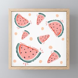 Pink Watermelon Summer pattern Framed Mini Art Print