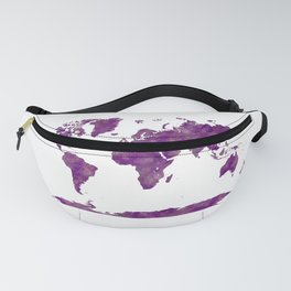 lilac watercolor world map Fanny Pack