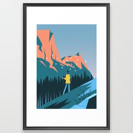 Sunset in mountains Framed Art Print
