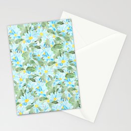 blue Cineraria  Pericalis  flowers painting pattern Stationery Card