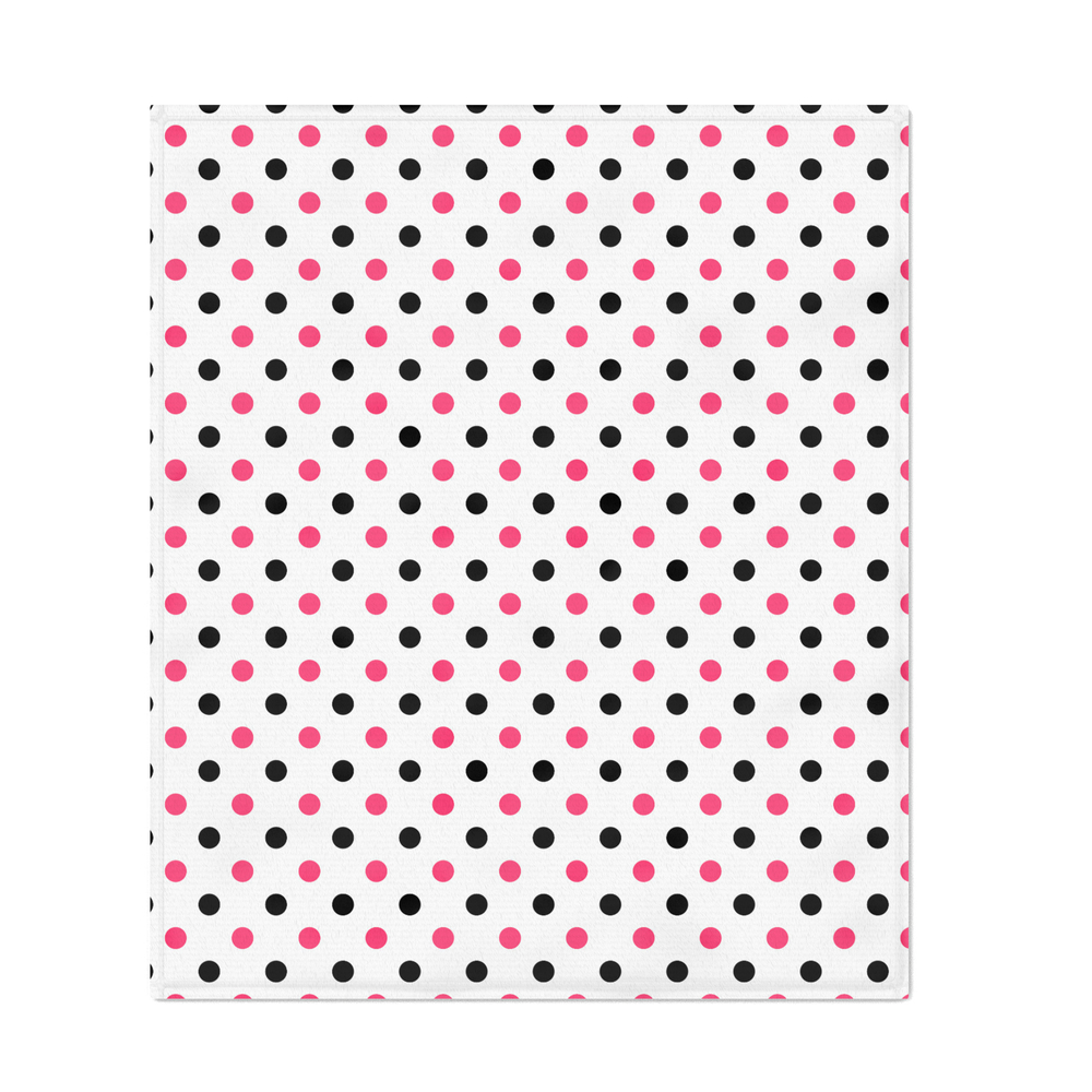 Red Black Polka Dots White Background Throw Blanket by temas14mk