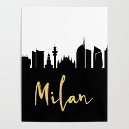 MILAN ITALY DESIGNER SILHOUETTE SKYLINE ART Poster