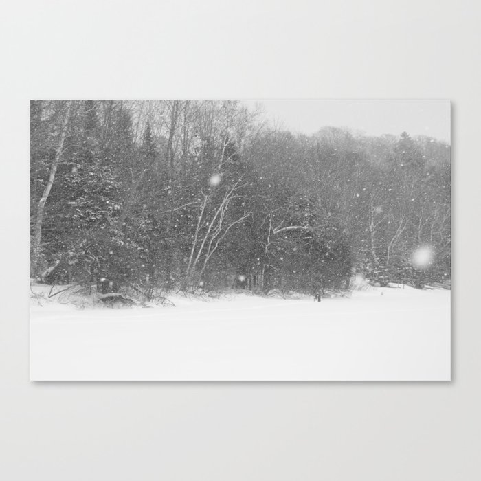 Snow storm on the lake Canvas Print
