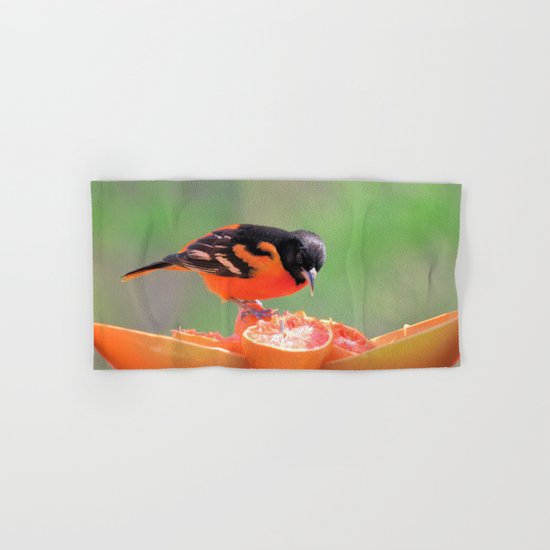 Orange Juice for Breakfast (Baltimore Oriole) Hand & Bath Towel