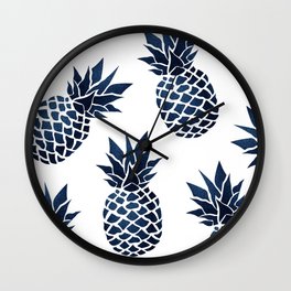 Pineapple Blue Denim Wall Clock