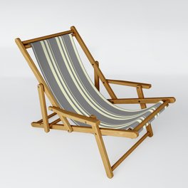 [ Thumbnail: Grey and Light Yellow Colored Striped/Lined Pattern Sling Chair ]