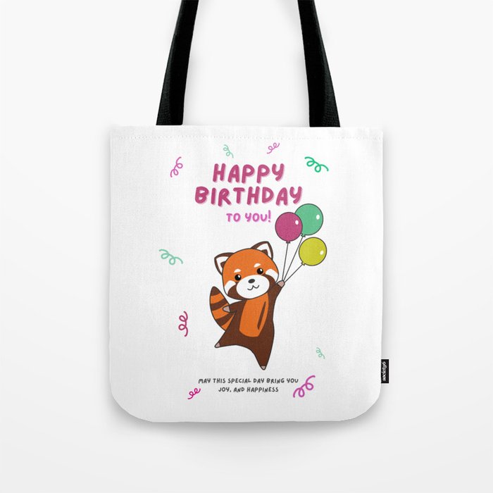 Red Panda Wishes Happy Birthday To You Red Panda Tote Bag