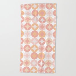 Retro Geometric Pattern Pink and Peach Beach Towel