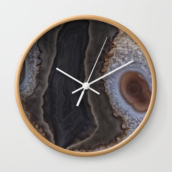 Chocolate colored Agate Crystals Wall Clock