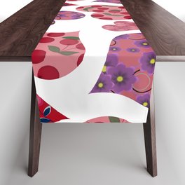 Seamless pattern with hearts with floral ornament Table Runner