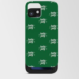 Green Holly Jolly Christmas Decoration Pattern iPhone Card Case