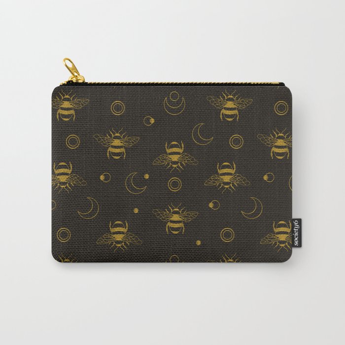 Golden mystical moon and bees pattern Carry-All Pouch