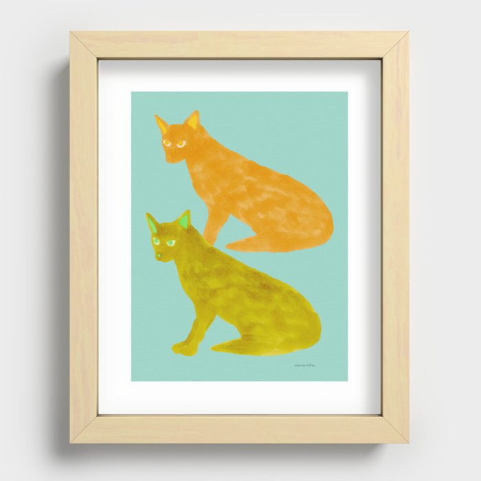Twin Cats - Light Orange and Yellow Recessed Framed Print