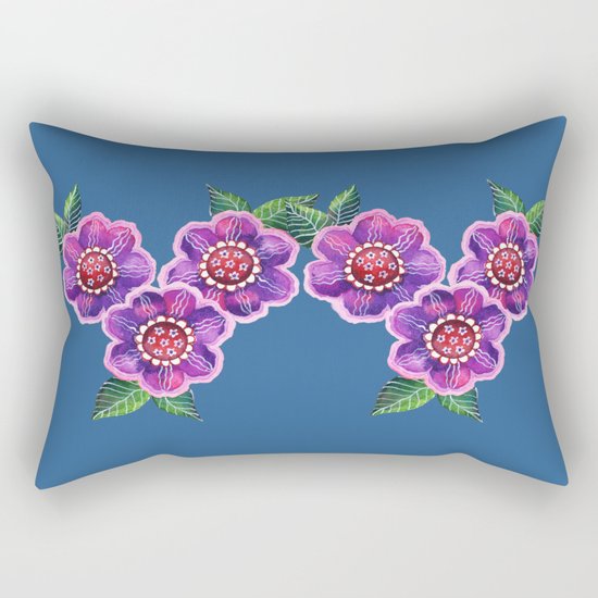 Purple Flowers I Rectangular Pillow