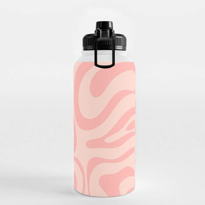 Soft Blush Pink Liquid Swirl Modern Abstract Pattern Water Bottle