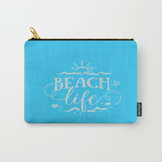 BEACH life - white Typography on Aqua for your summer - Mix & Match Carry-All Pouch