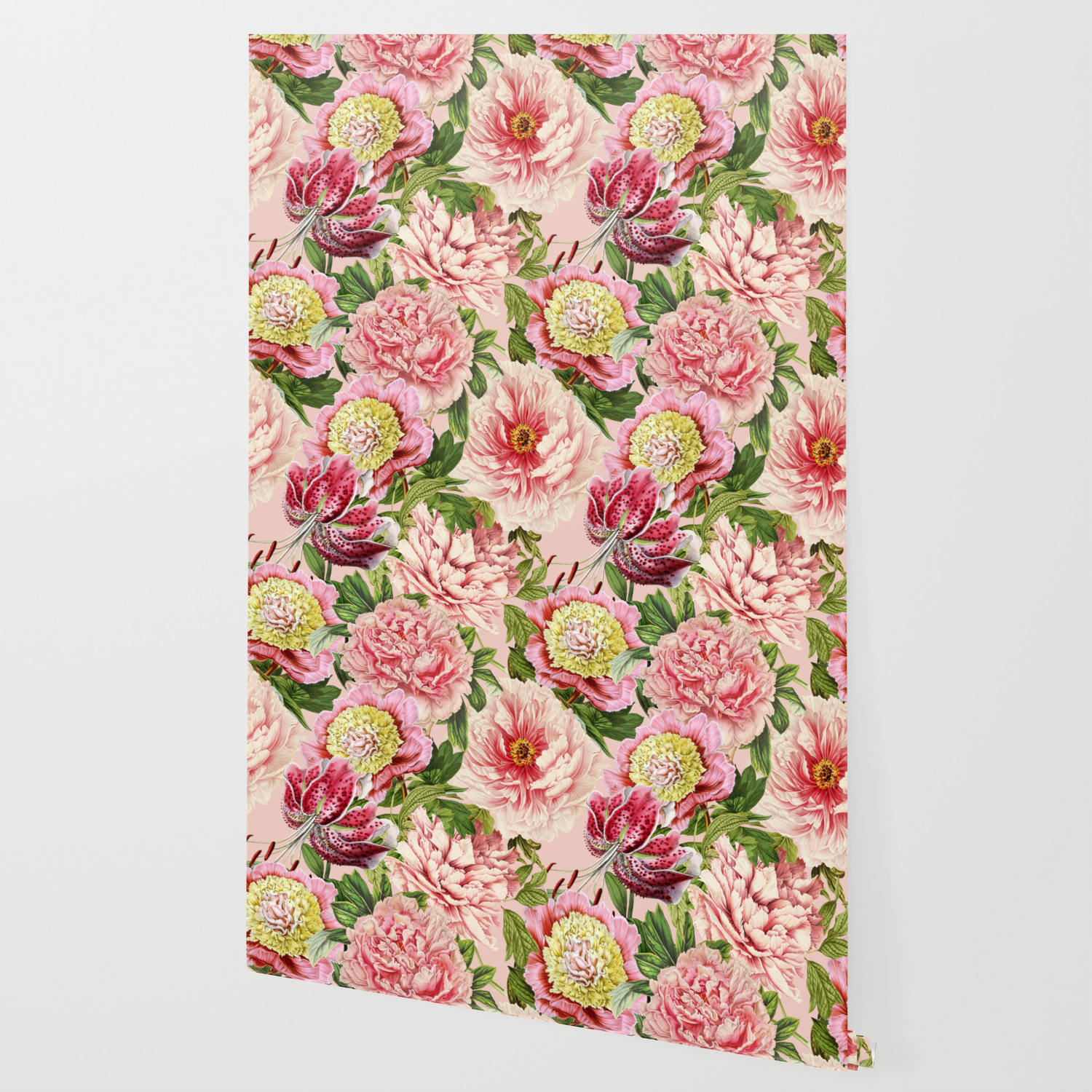 Vintage Shabby Chic Floral Peony Lily Flowers Watercolor