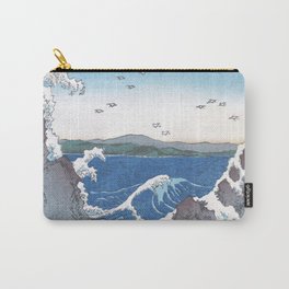 Utagawa Hiroshige - Whirlpools At Awa Province - Vintage Japanese Woodblock Print, 1855 Carry-All Pouch | Hokusai, Japanese, Japan, Utagawa, Whirlpools, Painting, Whirlpool, Wave, Kanagawa, Woodcut 