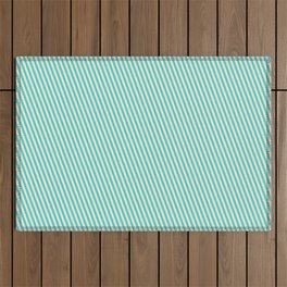 [ Thumbnail: Beige and Turquoise Colored Stripes Pattern Outdoor Rug ]