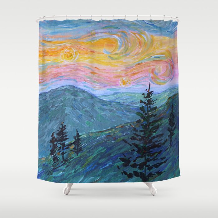 Smoky Mountain Sunrise Shower Curtain