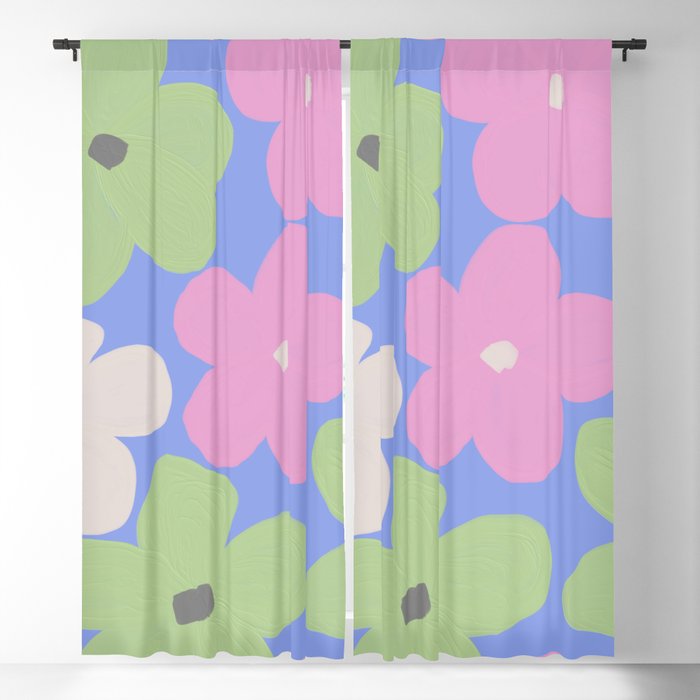 Cheerful Indie Flowers in Pastel Retro Aesthetic Blackout Curtain