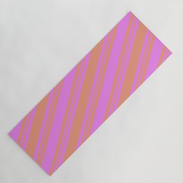 [ Thumbnail: Violet and Dark Salmon Colored Striped/Lined Pattern Yoga Mat ]