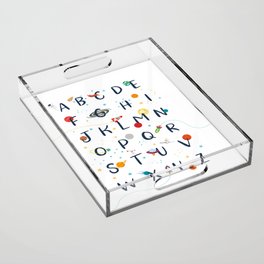 Space alphabet in white Acrylic Tray