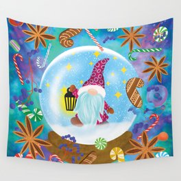 Winter Globe with Gnome Wall Tapestry