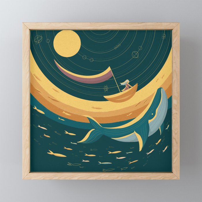 Floating With The Whale Framed Mini Art Print