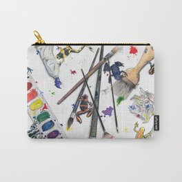 Dart Frogs Carry-All Pouch | Artsy, Acrylic, Colors, Dart, Traditional, Colorful, Little, Frogs, Messy, Watercolor 