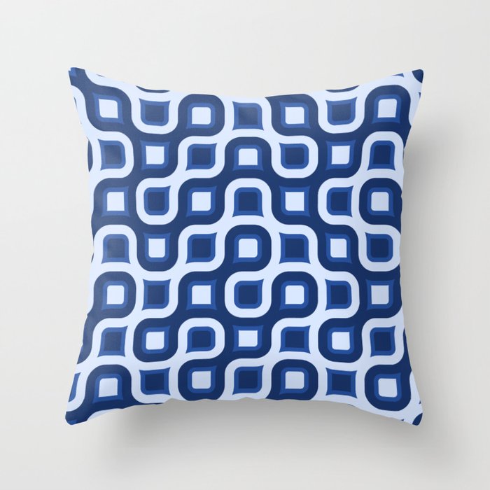Truchet Modern Abstract Concentric Circle Pattern - Navy Blue Throw Pillow