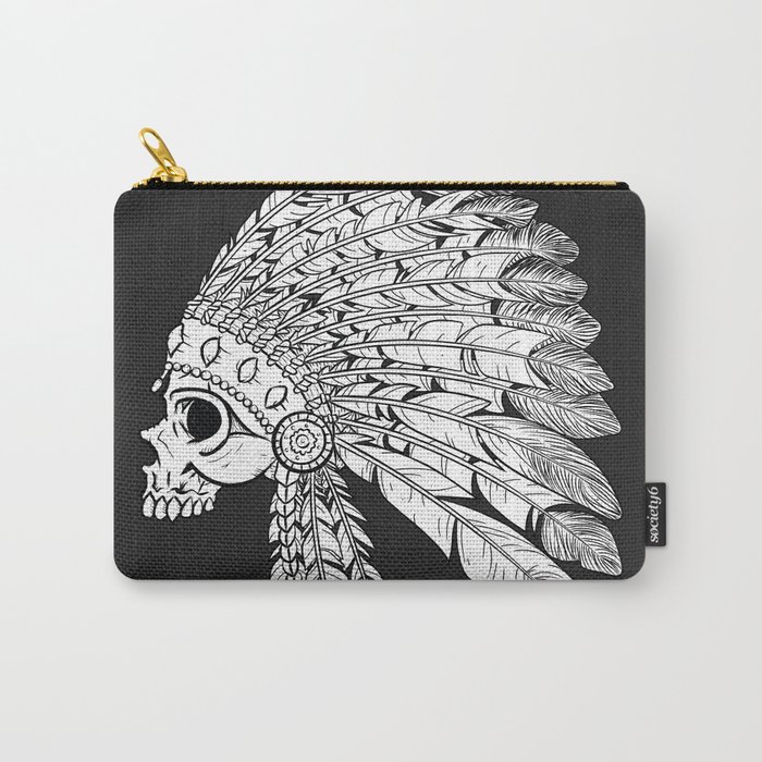 Black and white Indian skull Carry-All Pouch
