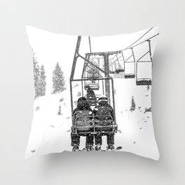 Snow Lift // Ski Chair Lift Colorado Mountains Black and White Snowboarding Vibes Photography Throw Pillow