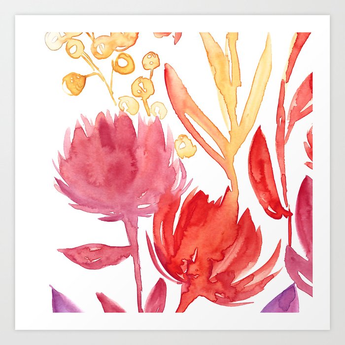 Abstract Floral Square 2 Art Print