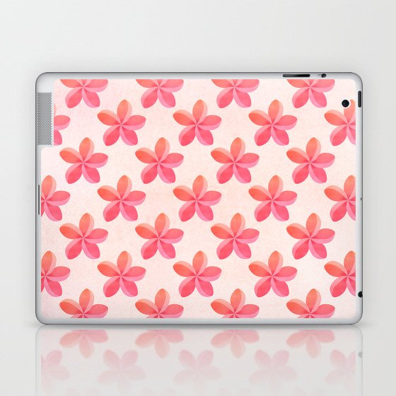 Pink Plumeria Frangipani Flower Pattern Laptop & iPad Skin