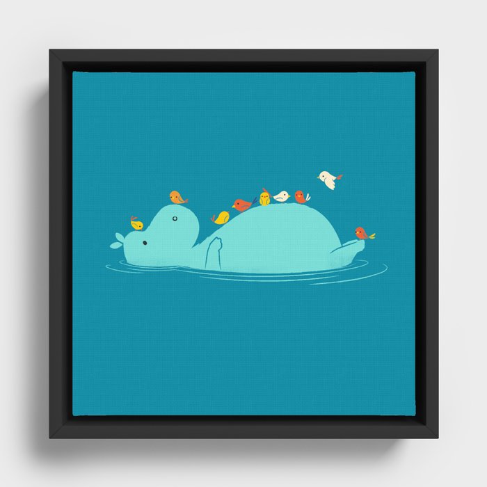 Floating Hippo Framed Canvas