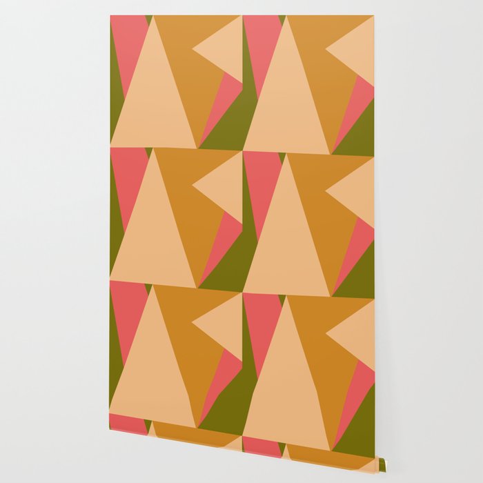 Gold Green Pink Geometric Abstract Wallpaper By Ruthpalmerfineart
