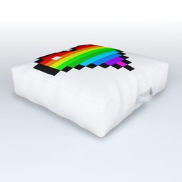 Pixel Rainbow Heart Outdoor Floor Cushion